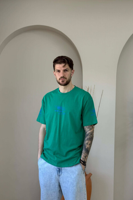 FRONT & BACK WRITTINGS MEN T-SHIRT GREEN/JESHILE - 3