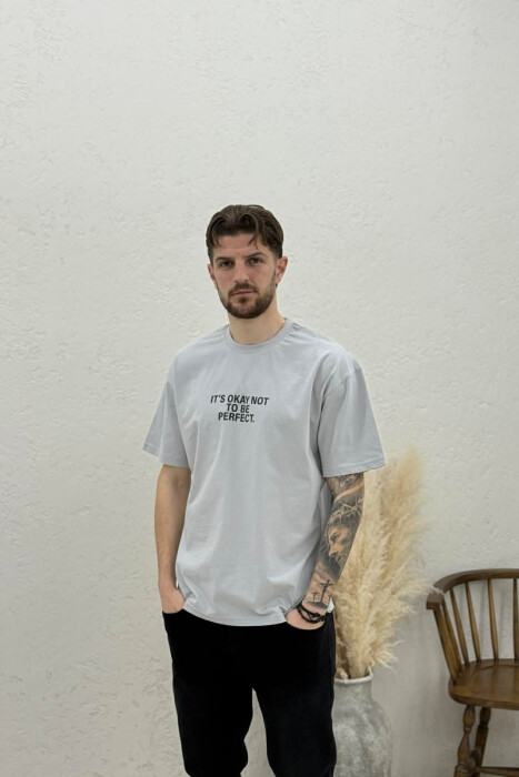 FRONT & BACK WRITTINGS MEN T-SHIRT GREY/GRI - 1