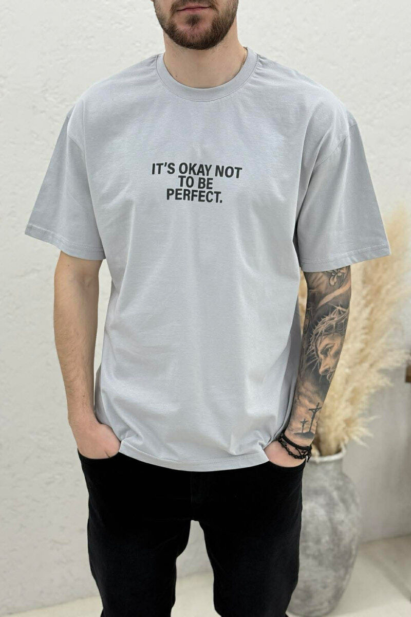 FRONT & BACK WRITTINGS MEN T-SHIRT GREY/GRI - 3