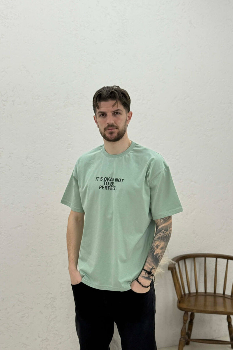 FRONT & BACK WRITTINGS MEN T-SHIRT MINT/MENTE - 1