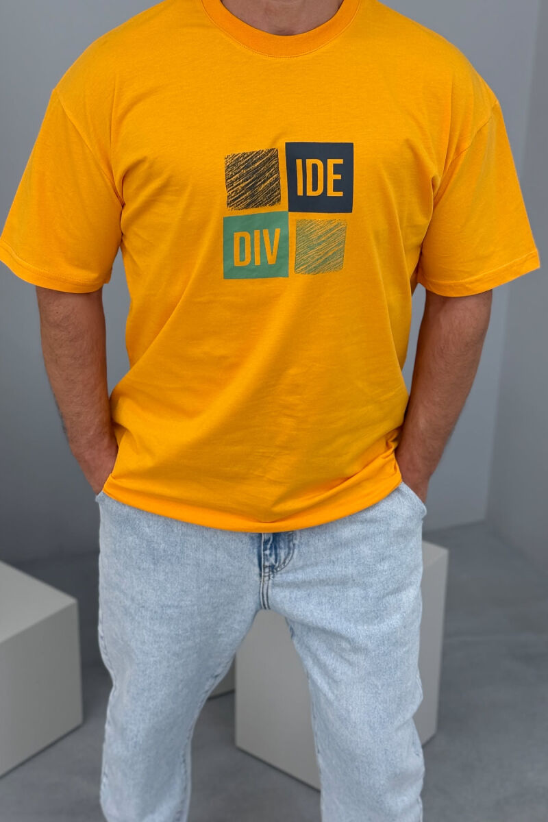 FRONT & BACK WRITTINGS MEN T-SHIRT MUSTARD/MUSTARDE - 2