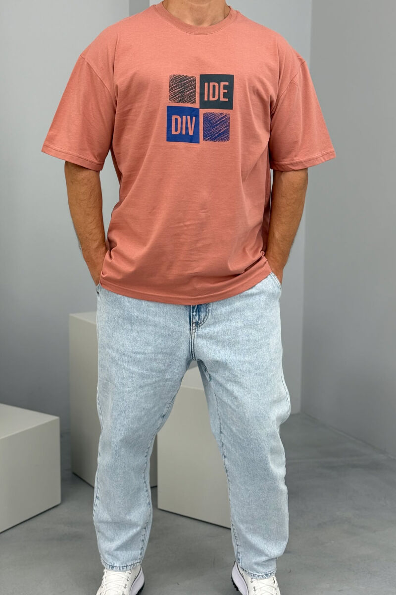 FRONT & BACK WRITTINGS MEN T-SHIRT POWDER/PUDER - 1