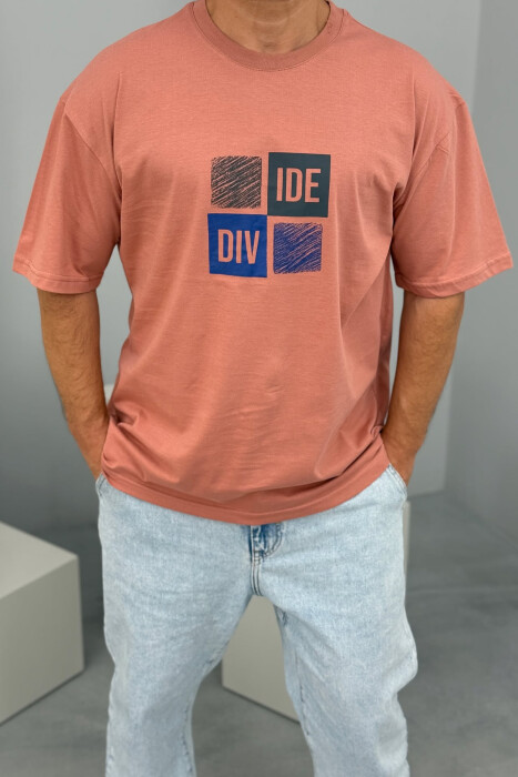 FRONT & BACK WRITTINGS MEN T-SHIRT POWDER/PUDER - 2