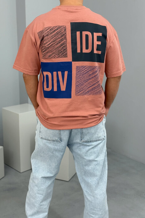 FRONT & BACK WRITTINGS MEN T-SHIRT POWDER/PUDER - 3