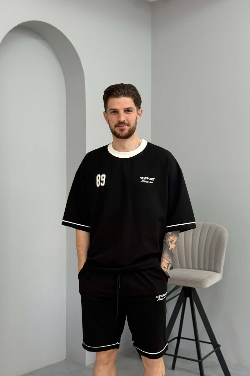 FRONT & BACK WRITTINGS T-SHIRT + SHORTS MEN SET BLACK/ E ZEZE - 2