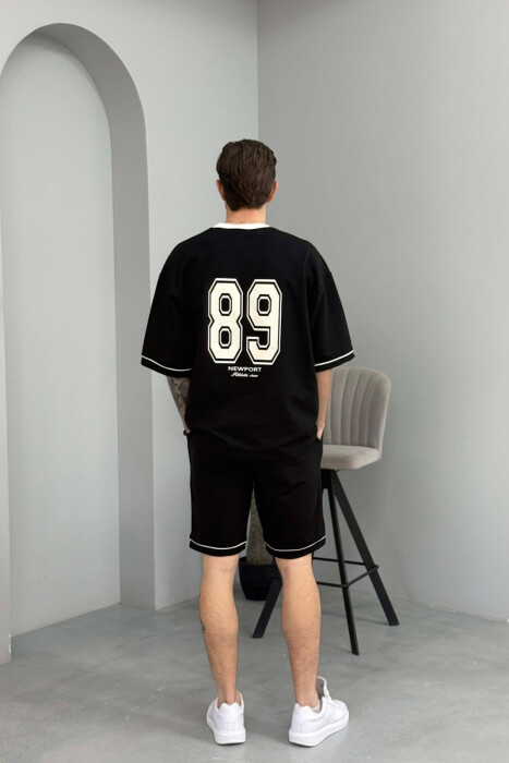 FRONT & BACK WRITTINGS T-SHIRT + SHORTS MEN SET BLACK/ E ZEZE - 4