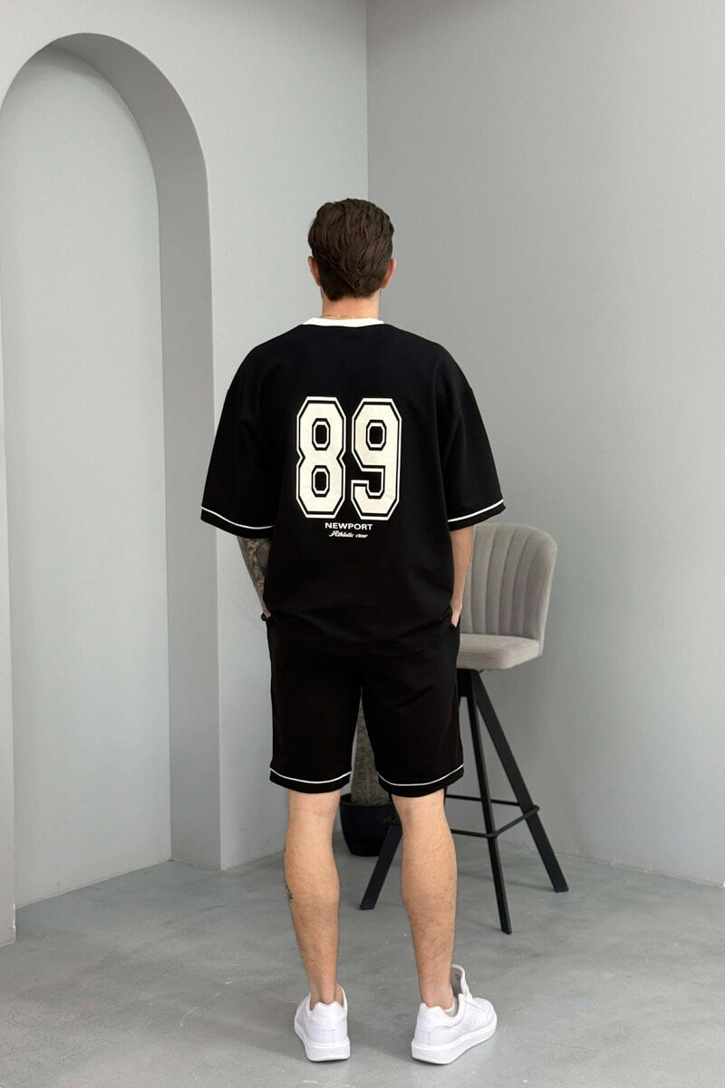 FRONT & BACK WRITTINGS T-SHIRT + SHORTS MEN SET BLACK/ E ZEZE - 4