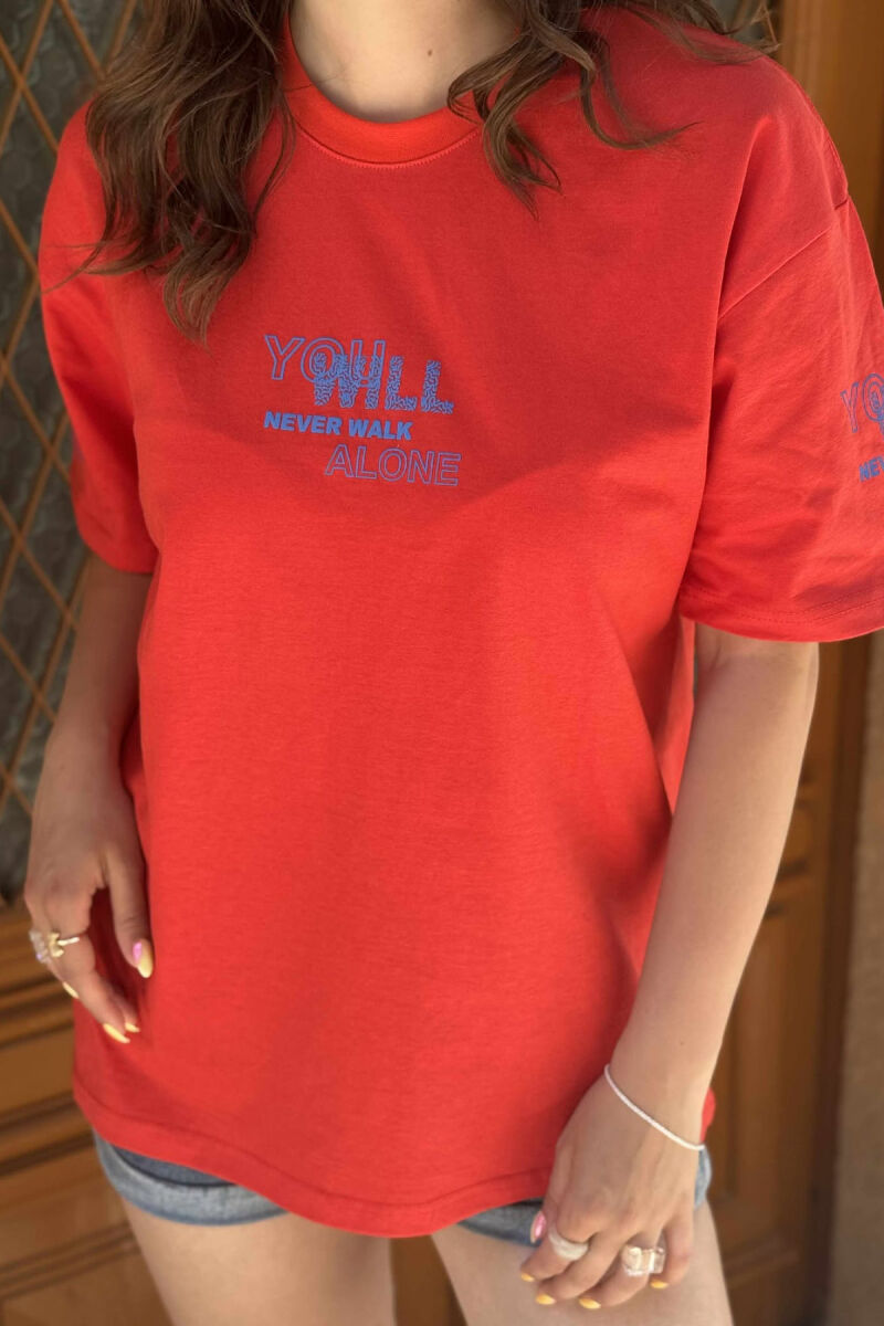 FRONT & BACK WRITTINGS WOMEN T-SHIRT RED/E KUQE - 3