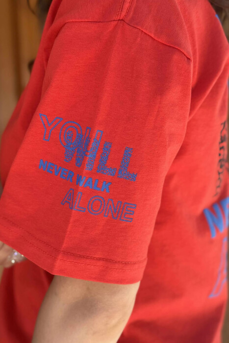 FRONT & BACK WRITTINGS WOMEN T-SHIRT RED/E KUQE - 4