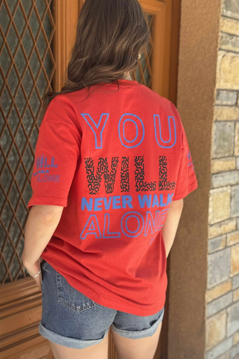 FRONT & BACK WRITTINGS WOMEN T-SHIRT RED/E KUQE - 5