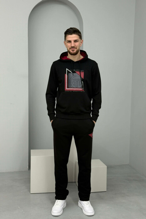 SET HOODIE ME IMAZH NE PJESEN PARA + TUTA PER MESHKUJ NE NGJYRE TE ZEZE - KLAUDIO FASHION