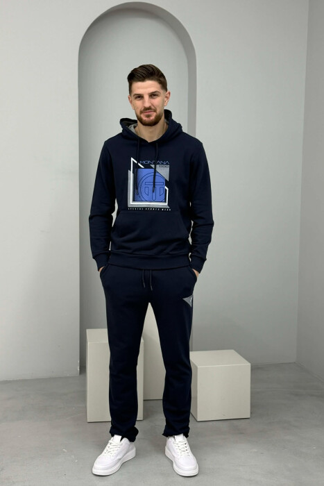 FRONT IMAGE HOODIE+SWEATPANTS MEN SET BLUE/BLU 