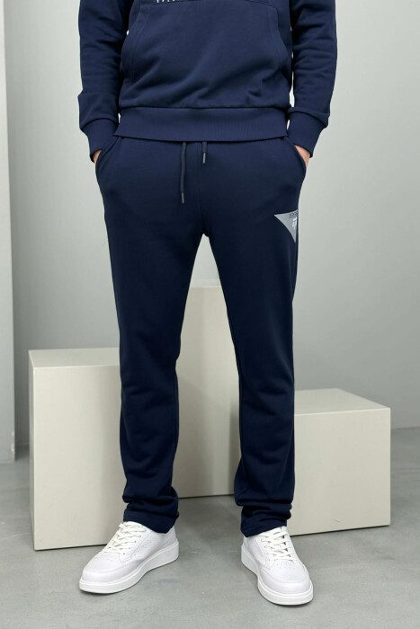 FRONT IMAGE HOODIE+SWEATPANTS MEN SET BLUE+RED/BLU-KUQE - 3