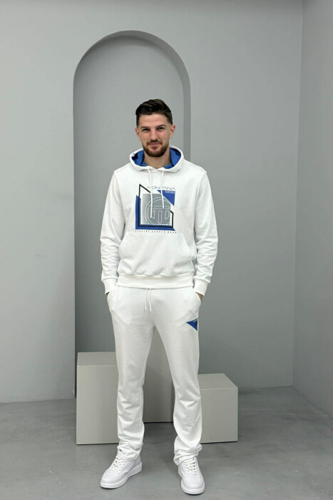 FRONT IMAGE HOODIE+SWEATPANTS MEN SET WHITE-E BARDHE - KLAUDIO FASHION