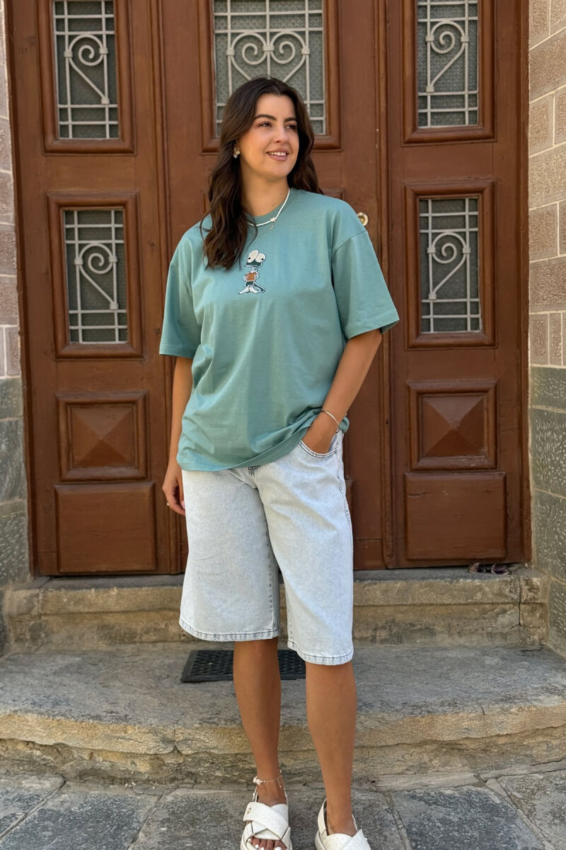 FRONT IMAGE SIMPLE WOMEN T-SHIRT BLUE STONE/GK - 1