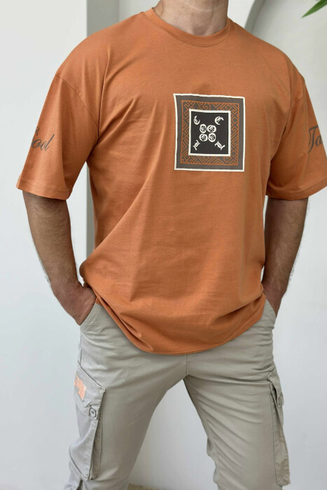 FRONT IMAGE SIMPLE MEN T-SHIRT BRICK/TULLE - KLAUDIO FASHION