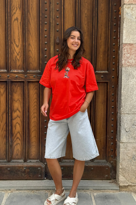 FRONT IMAGE SIMPLE WOMEN T-SHIRT DARK ORANGE/POE - 1