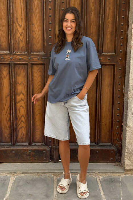 FRONT IMAGE SIMPLE WOMEN T-SHIRT LIGHTBLUE/BZ 