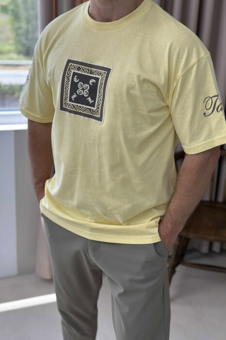 FRONT IMAGE SIMPLE MEN T-SHIRT YELLOW/E VERDHE - 3