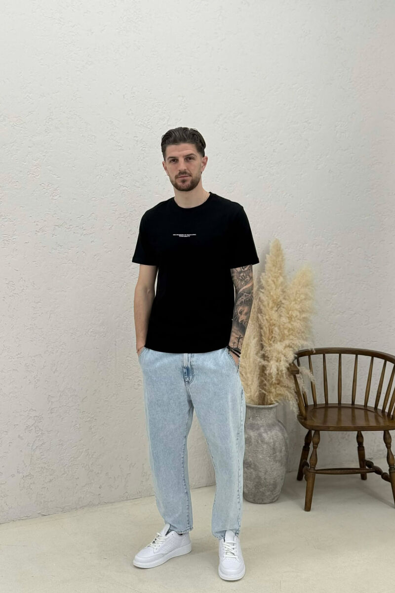 FRONT LITTLE WRITTINGS MEN T-SHIRT BLACK/ E ZEZE - 3