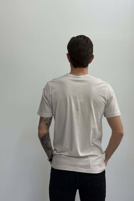 FRONT LITTLE WRITTINGS MEN T-SHIRT CREAM/KREM - 4