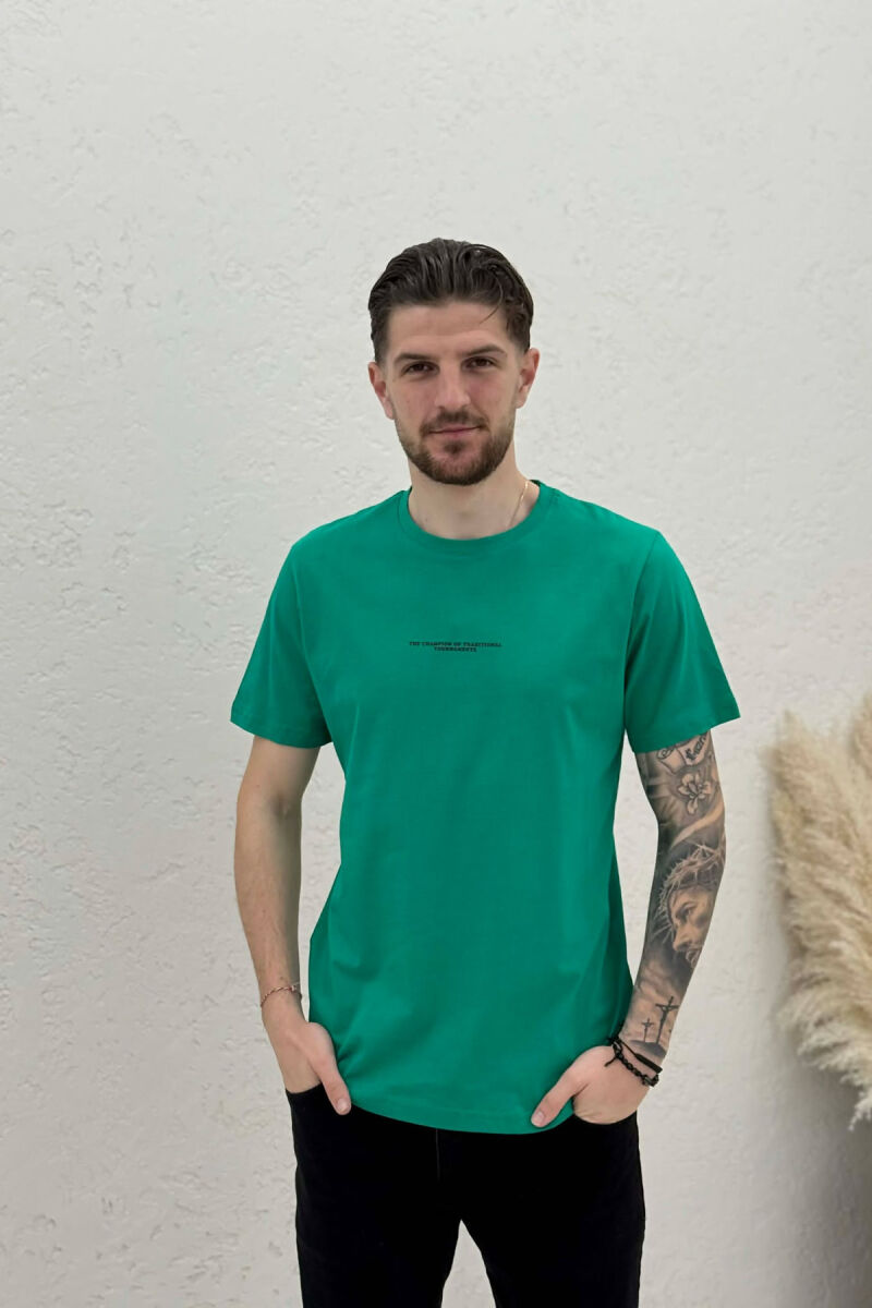 FRONT LITTLE WRITTINGS MEN T-SHIRT GREEN/JESHILE - 1