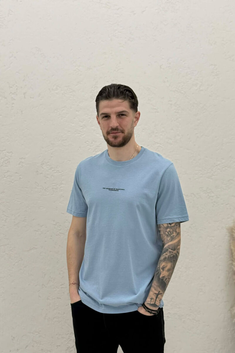 FRONT LITTLE WRITTINGS MEN T-SHIRT LIGHTBLUE/BZ - 1