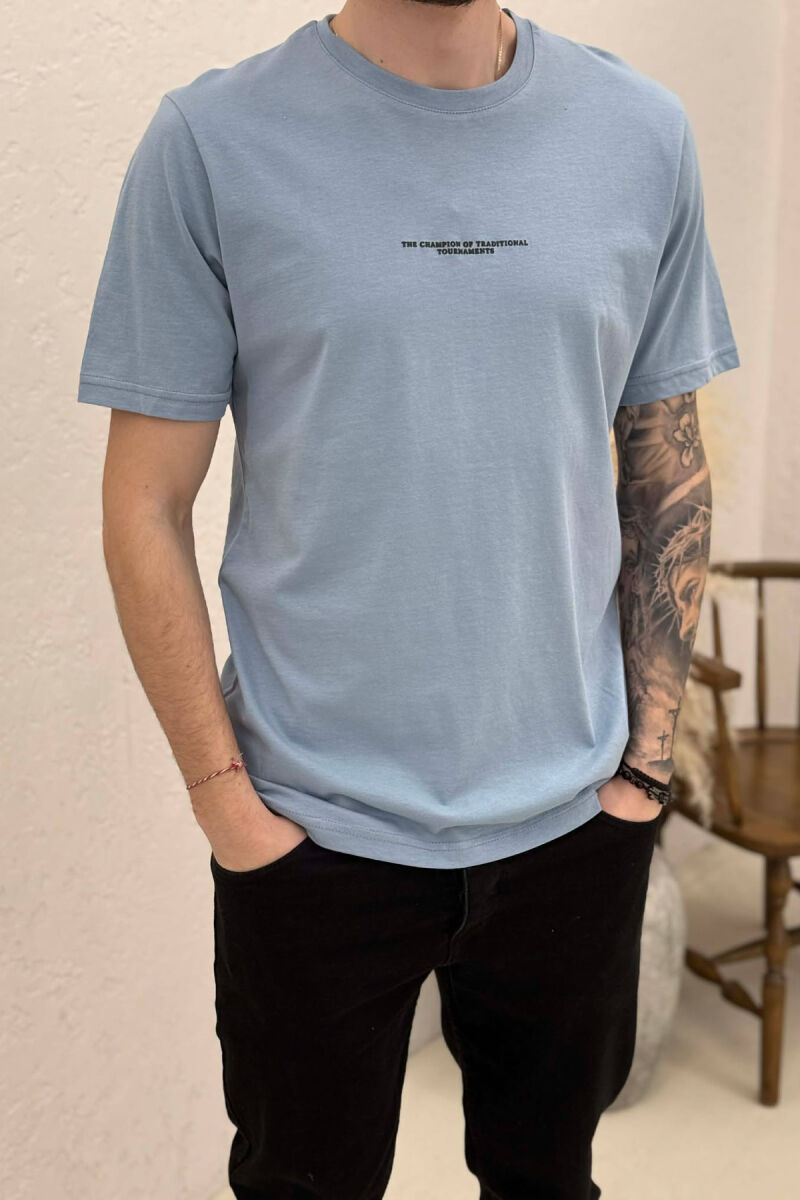 FRONT LITTLE WRITTINGS MEN T-SHIRT LIGHTBLUE/BZ - 2