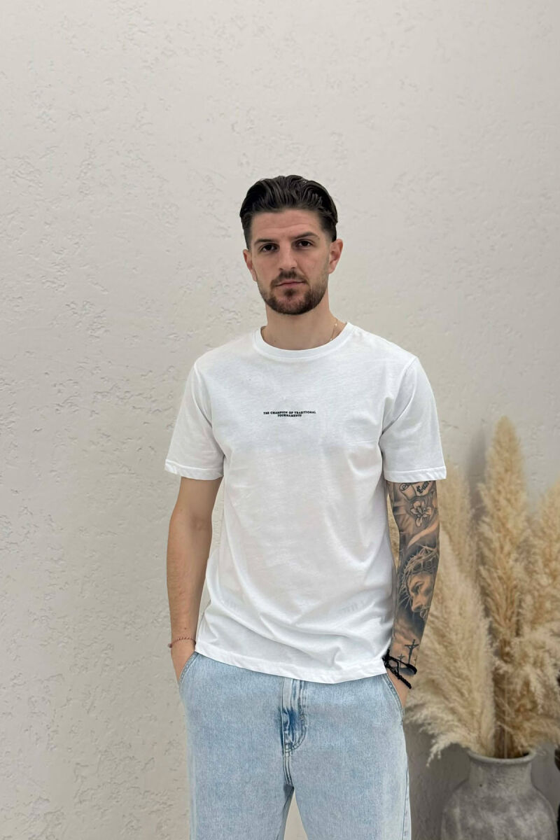 FRONT LITTLE WRITTINGS MEN T-SHIRT WHITE-E BARDHE - 1