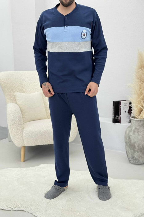 FRONT LOGO SWEATSHIRT+SWEATPANTS MEN PYJAMAS BLUE/BLU 