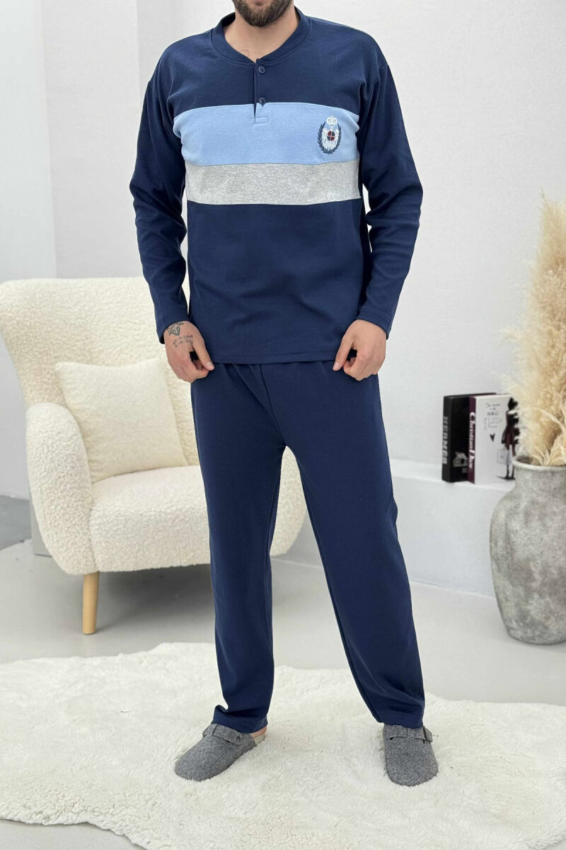 FRONT LOGO SWEATSHIRT+SWEATPANTS MEN PYJAMAS BLUE/BLU - 1