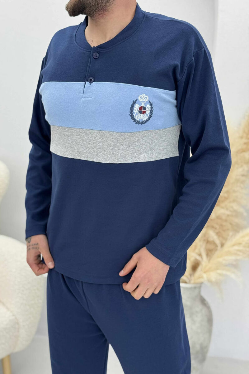 FRONT LOGO SWEATSHIRT+SWEATPANTS MEN PYJAMAS BLUE/BLU - 2