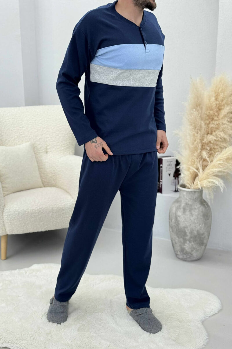 FRONT LOGO SWEATSHIRT+SWEATPANTS MEN PYJAMAS BLUE/BLU - 3