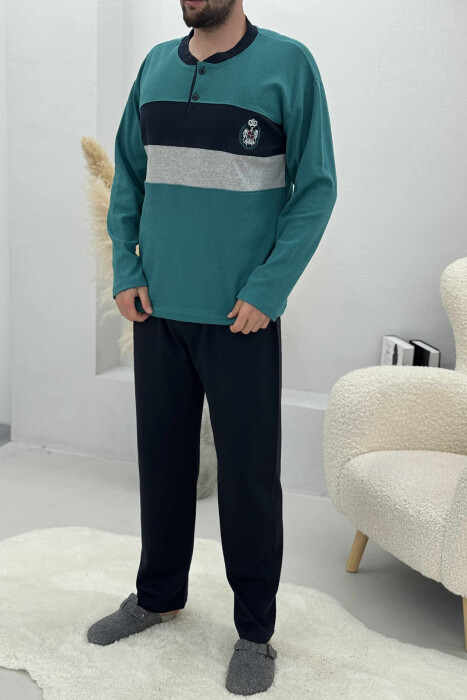 FRONT LOGO SWEATSHIRT+SWEATPANTS MEN PYJAMAS GREEN/JESHILE - 1