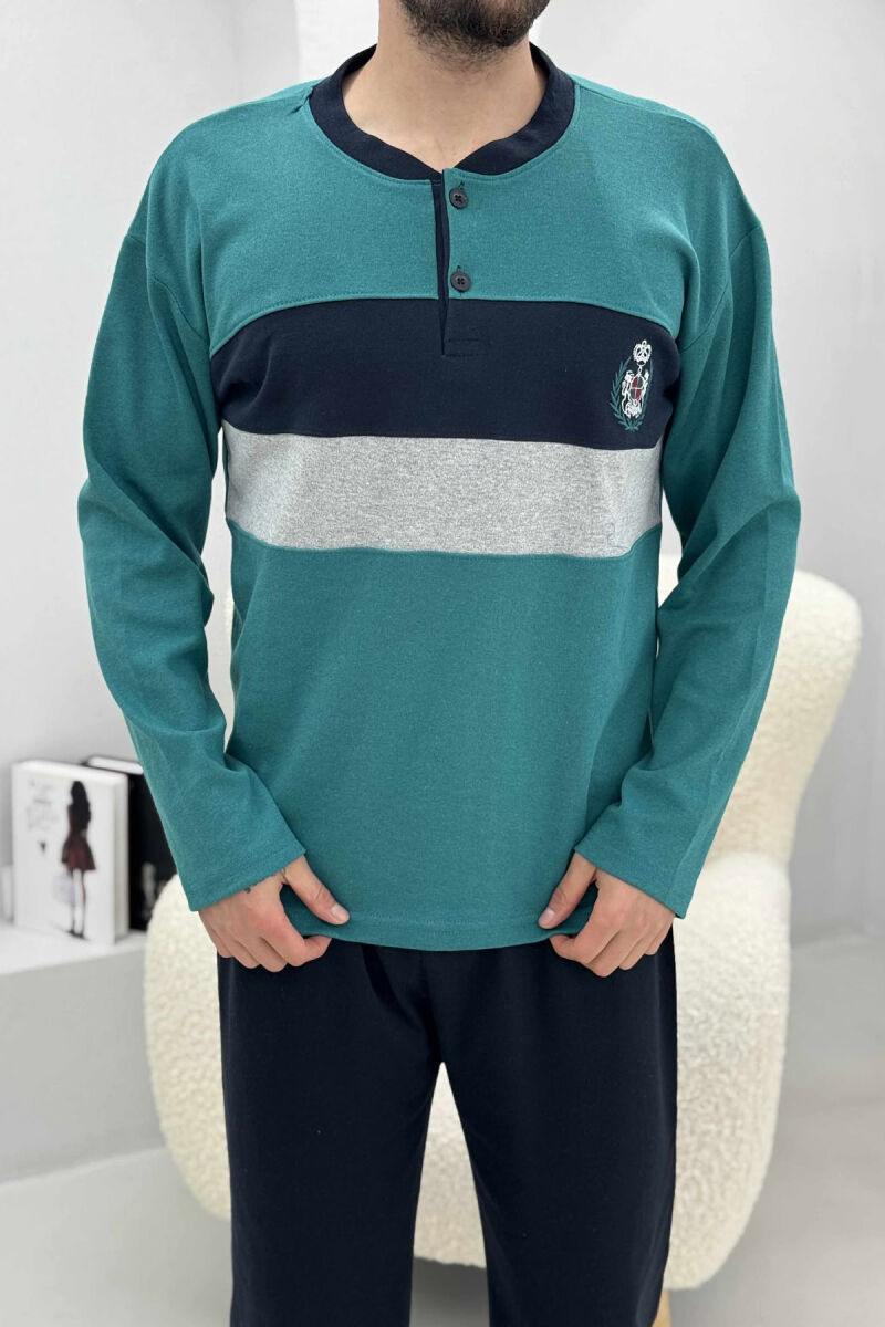 FRONT LOGO SWEATSHIRT+SWEATPANTS MEN PYJAMAS GREEN/JESHILE - 2