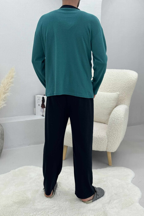 FRONT LOGO SWEATSHIRT+SWEATPANTS MEN PYJAMAS GREEN/JESHILE - 3
