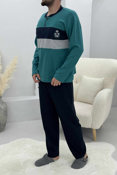 FRONT LOGO SWEATSHIRT+SWEATPANTS MEN PYJAMAS GREEN/JESHILE - 4