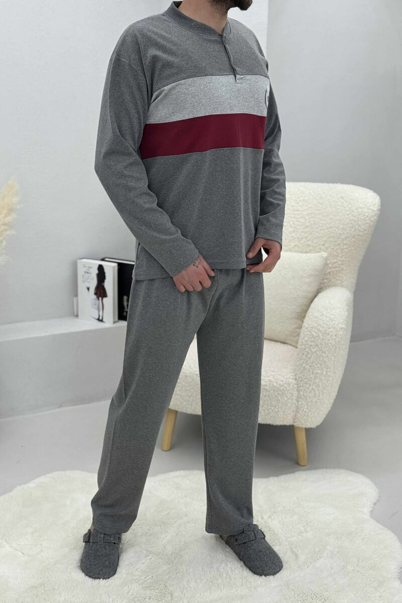 FRONT LOGO SWEATSHIRT+SWEATPANTS MEN PYJAMAS GREY/GRI - 3