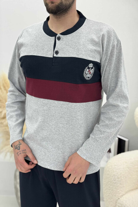 FRONT LOGO SWEATSHIRT+SWEATPANTS MEN PYJAMAS LIGHT GREY/GZ - 2