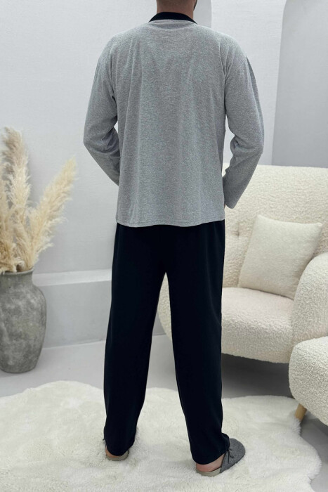FRONT LOGO SWEATSHIRT+SWEATPANTS MEN PYJAMAS LIGHT GREY/GZ - 4