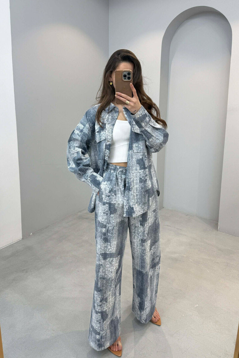 FRONT POCKET SHIRT + TROUSERS WOMAN SET LIGHTBLUE/BZ - 2