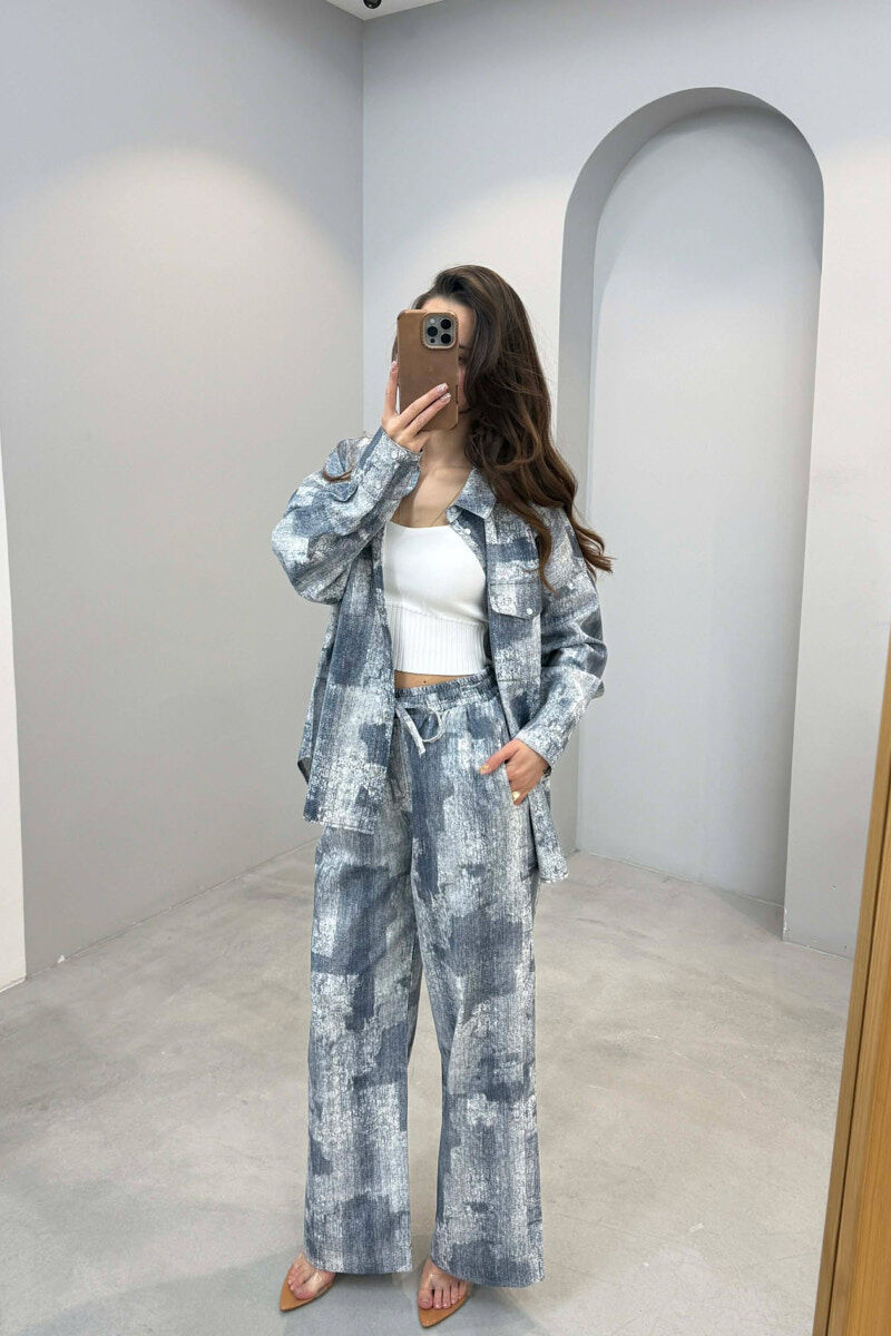 FRONT POCKET SHIRT + TROUSERS WOMAN SET LIGHTBLUE/BZ - 4