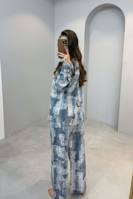 FRONT POCKET SHIRT + TROUSERS WOMAN SET LIGHTBLUE/BZ - 5