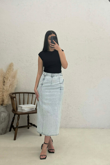 TWO POCKETS DENIM WOMEN SKIRT LIGHTBLUE/BZ - 1