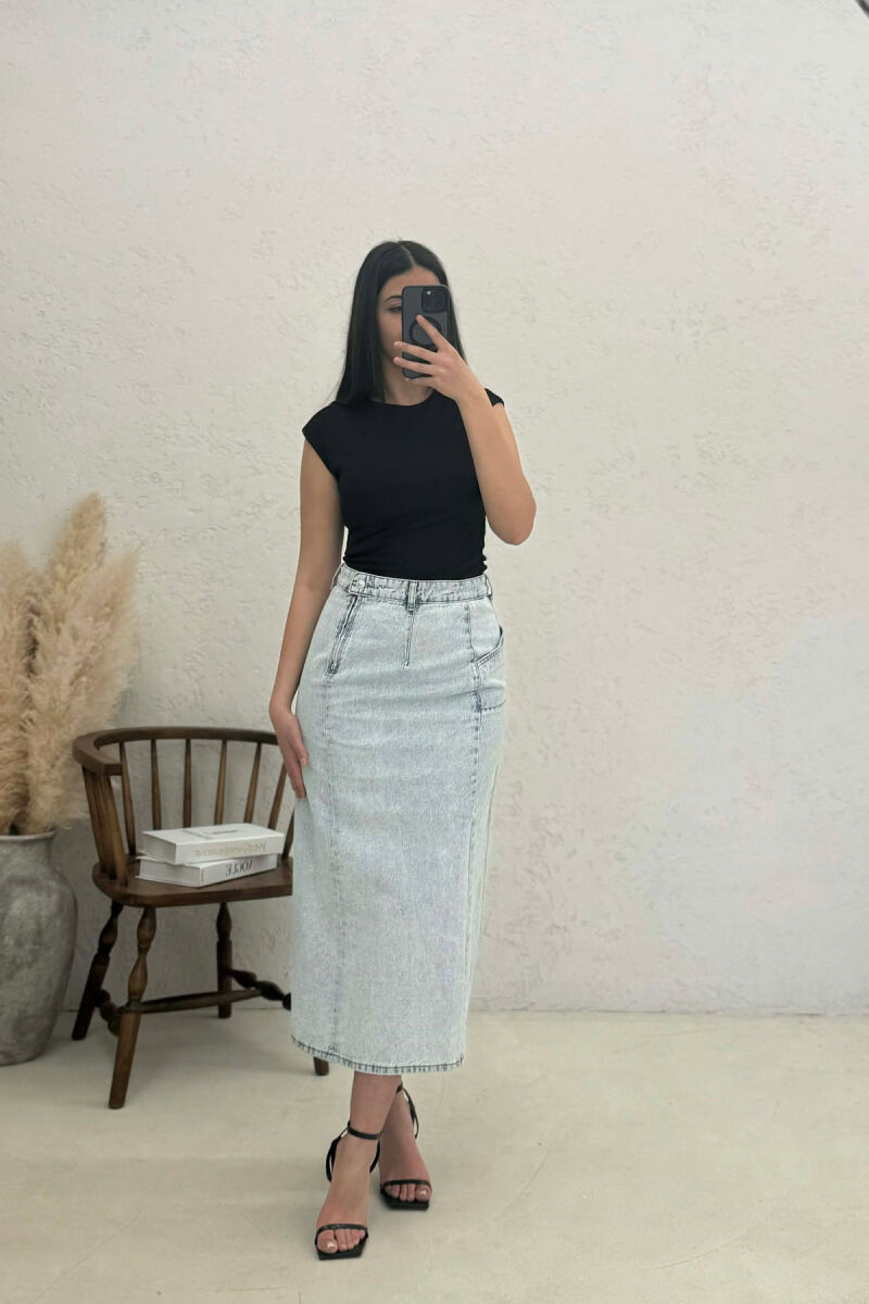 TWO POCKETS DENIM WOMEN SKIRT LIGHTBLUE/BZ - 1