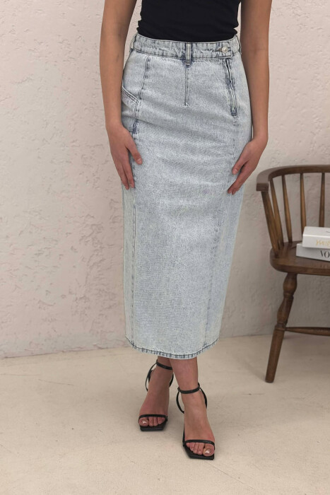 TWO POCKETS DENIM WOMEN SKIRT LIGHTBLUE/BZ - 2