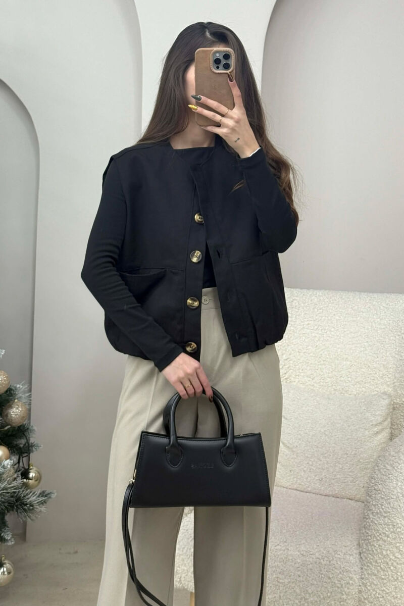 FRONT POCKETS DETAIL ONE COLOR WOMEN VEST BLACK/ E ZEZE - 4