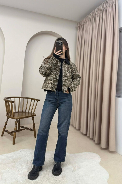 FRONT POCKETS LEO DESIGN WOMEN JACKET LEO/LEOPARD - 2