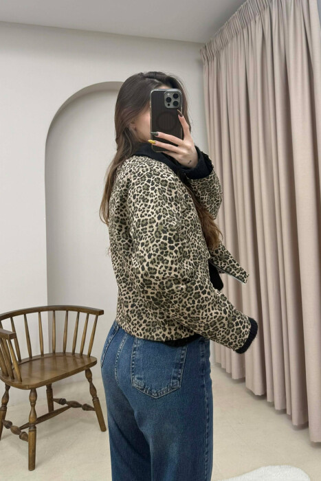 FRONT POCKETS LEO DESIGN WOMEN JACKET LEO/LEOPARD - 3