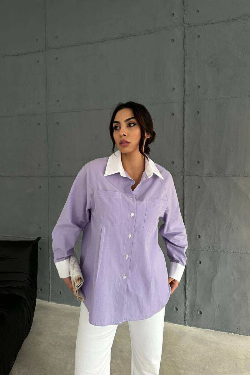 FRONT POCKETS WOMAN SHIRT PURPLE/LEJLA - 1